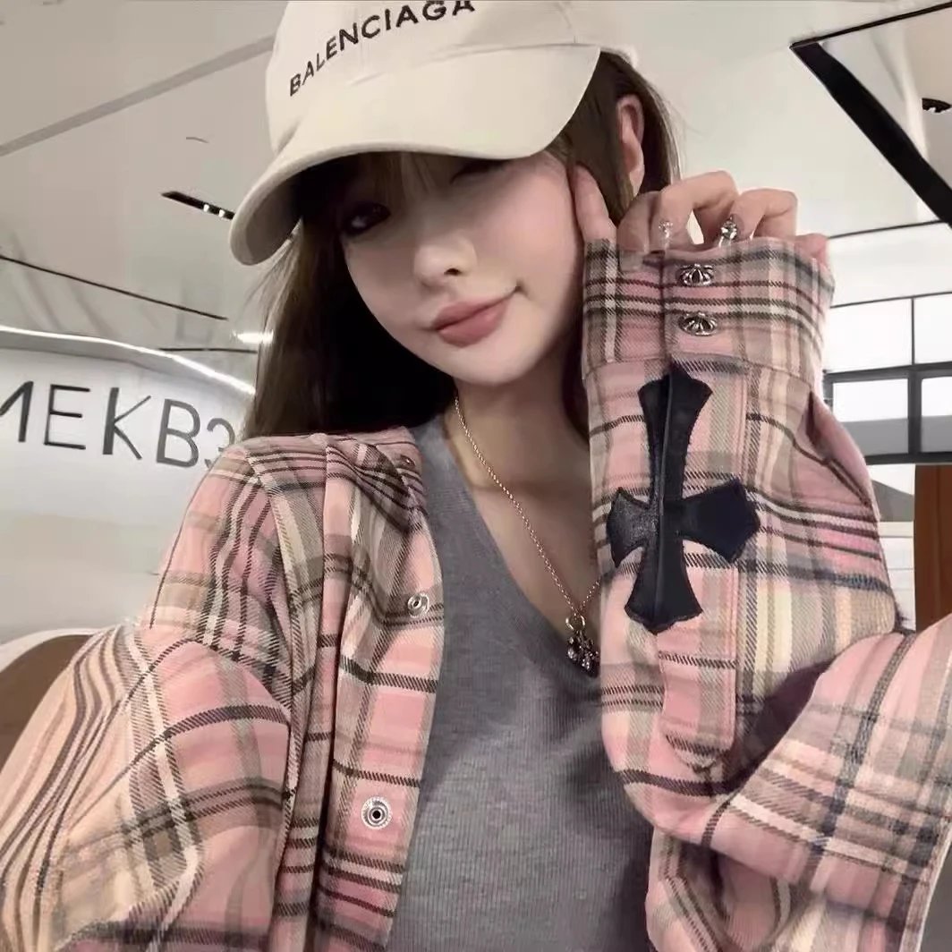 Chrome Hearts Pink Plaid Cross